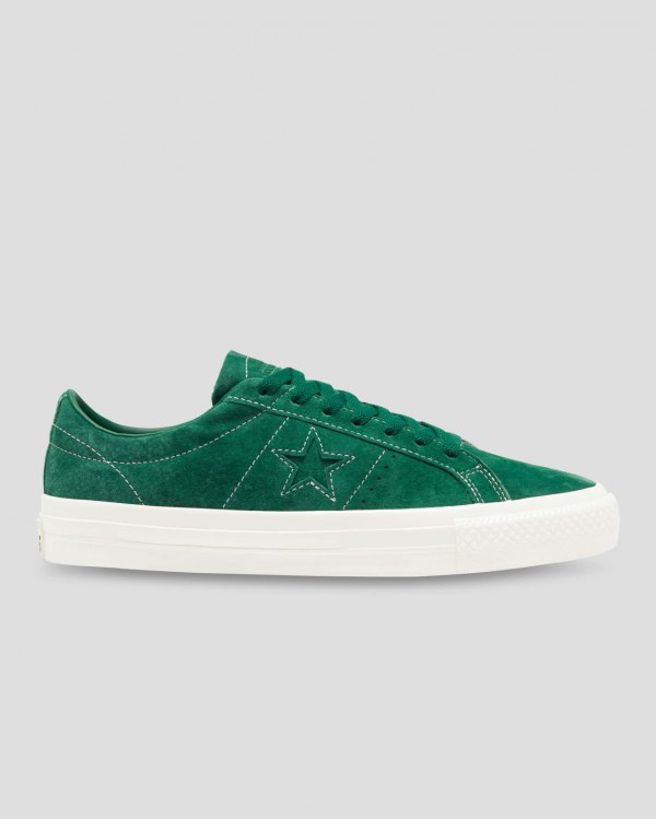 Converse One Star Pro Pigskin Suede Grøn Sko Danmark - Converse Lave Sneakers Dame - 62843JHRT